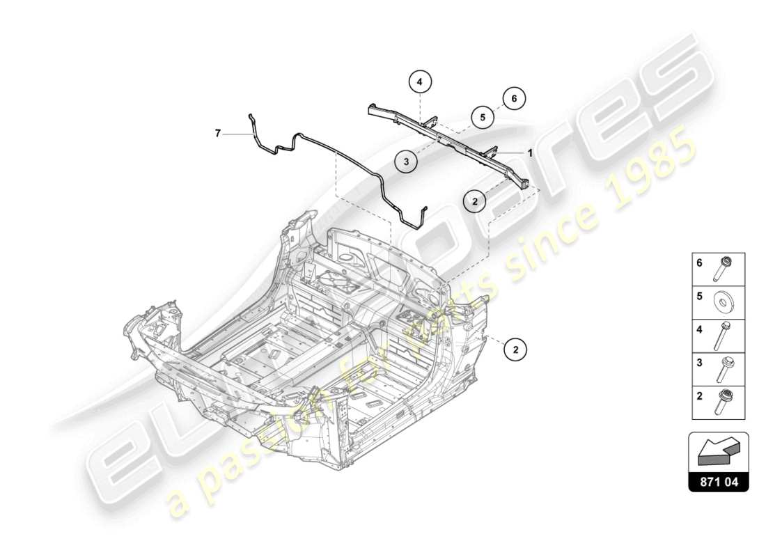 lamborghini evo spyder (2024) quertraeger hinten ersatzteildiagramm