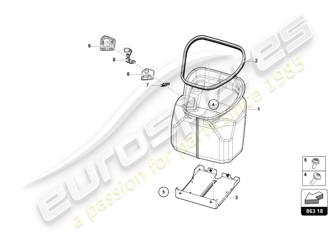 lamborghini sian roadster (2021) gepäckraum-bodenbelag ersatzteildiagramm