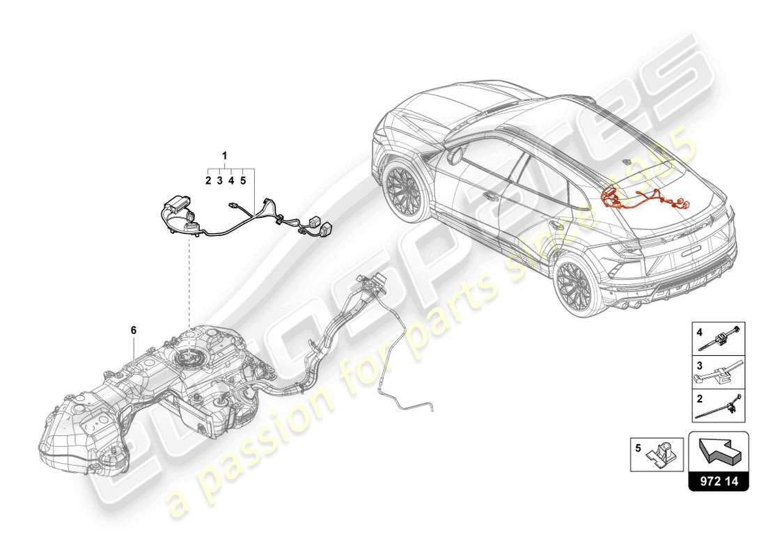 lamborghini urus (2020) kabelsatz für kraftstofftank ersatzteildiagramm