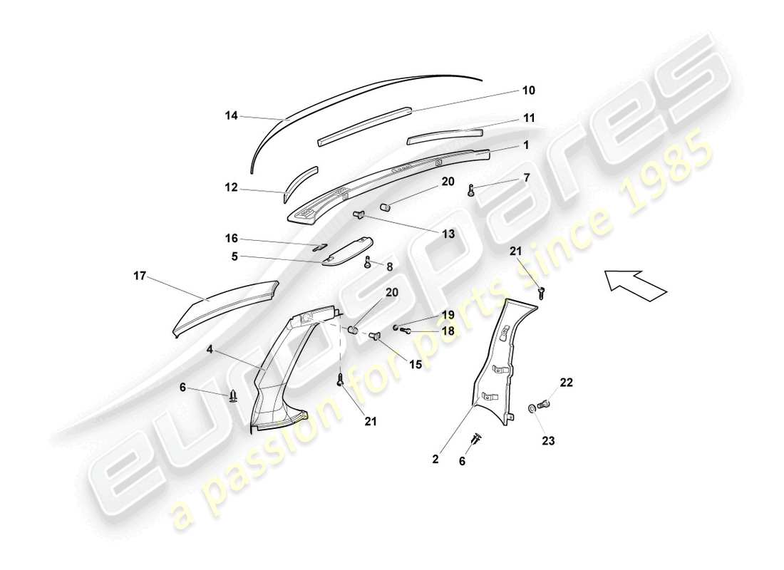 lamborghini lp640 roadster (2007) schallabsorbatoren ersatzteildiagramm
