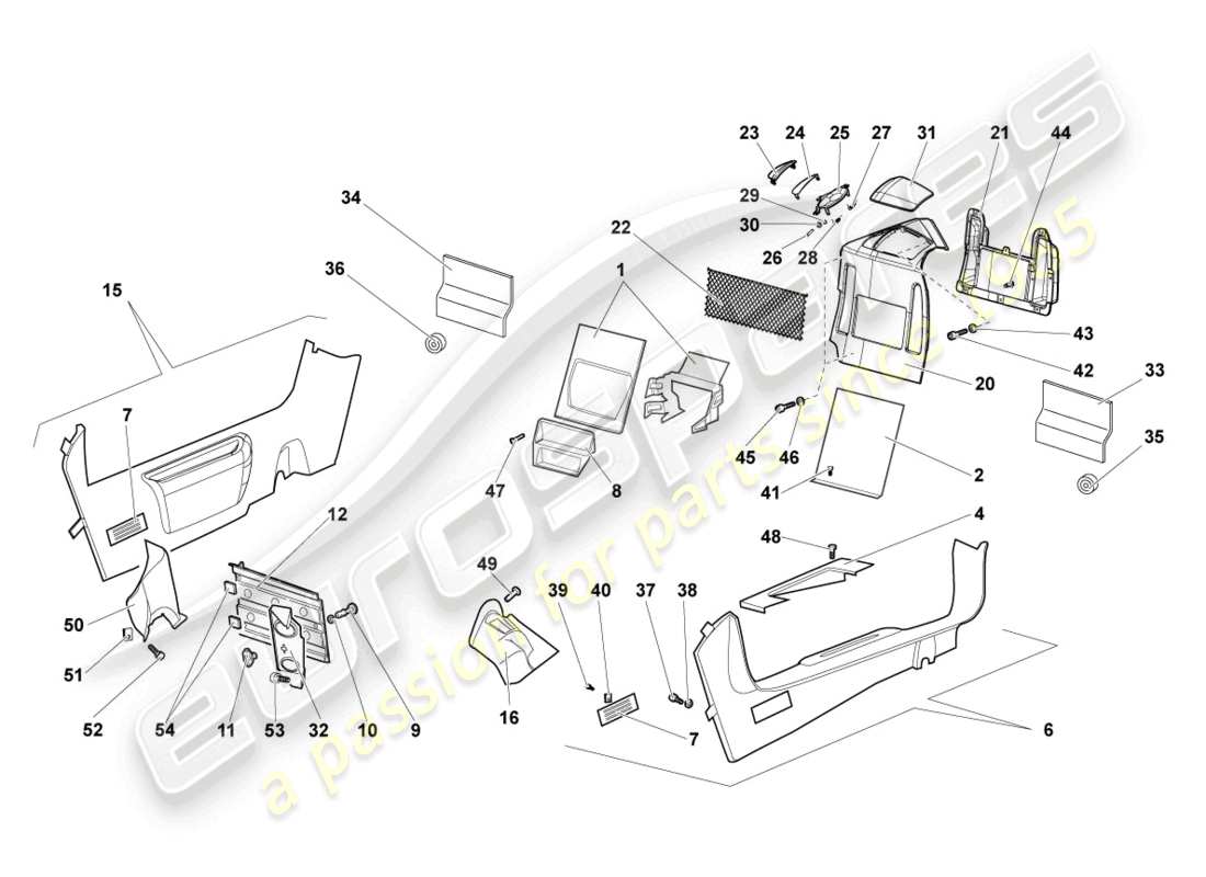 lamborghini lp640 roadster (2007) säulenverkleidung ersatzteildiagramm