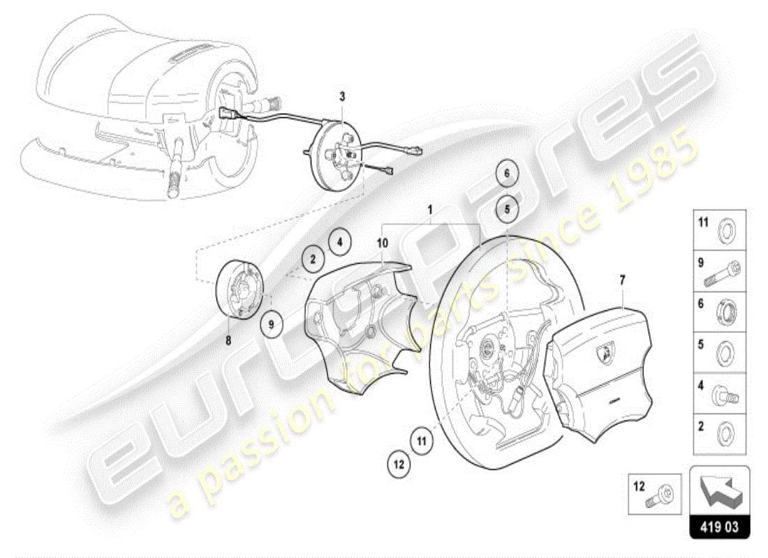lamborghini diablo vt (1999) lenkrad teilediagramm