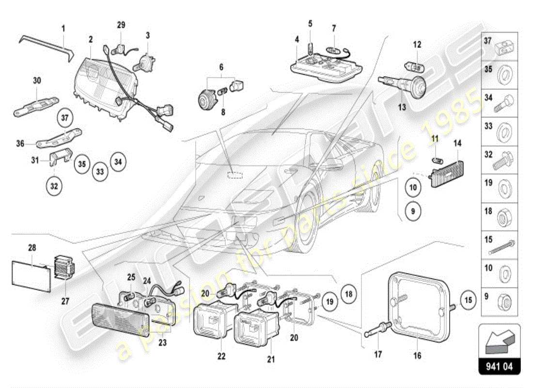 lamborghini diablo vt (1999) scheinwerfer ersatzteildiagramm