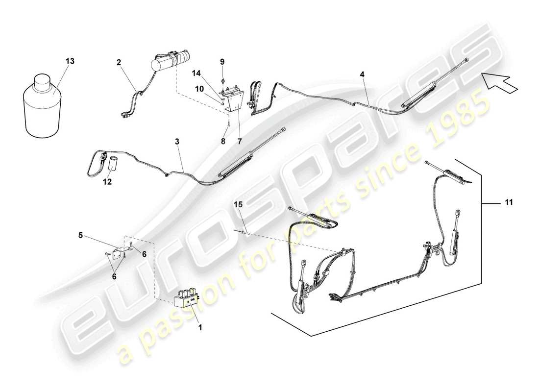 lamborghini lp570-4 spyder performante (2013) hydraulisches system zur betätigung des cabrio-dachs teilediagramm