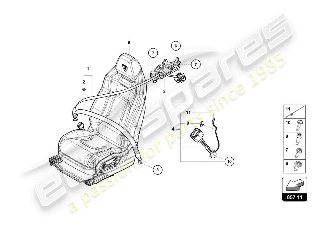 lamborghini urus s (2024) dreipunkt-sicherheitsgurt hinten, ersatzteildiagramm