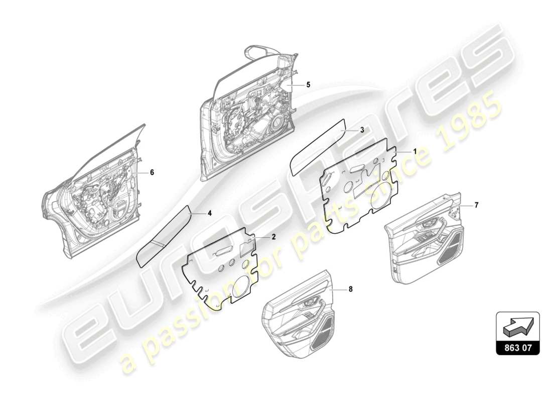 lamborghini urus s (2023) schallabsorberstück ersatzteildiagramm