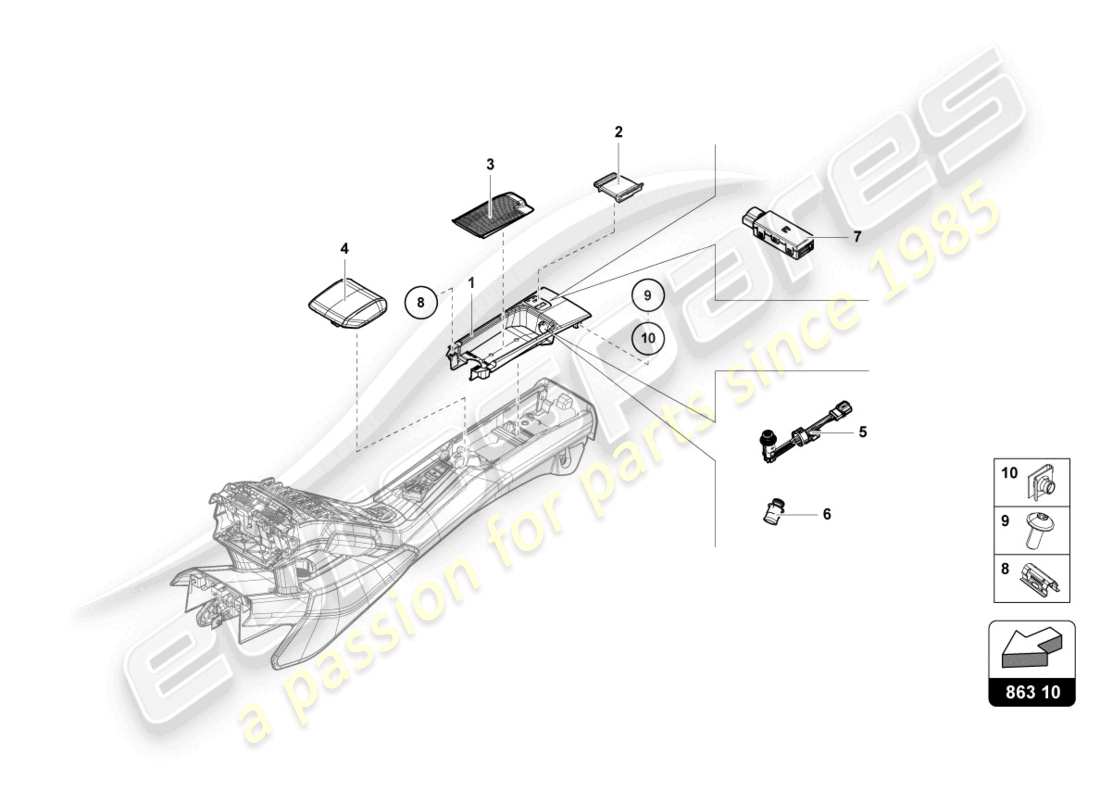 lamborghini evo coupe 2wd (2023) stauraum ersatzteil-diagramm