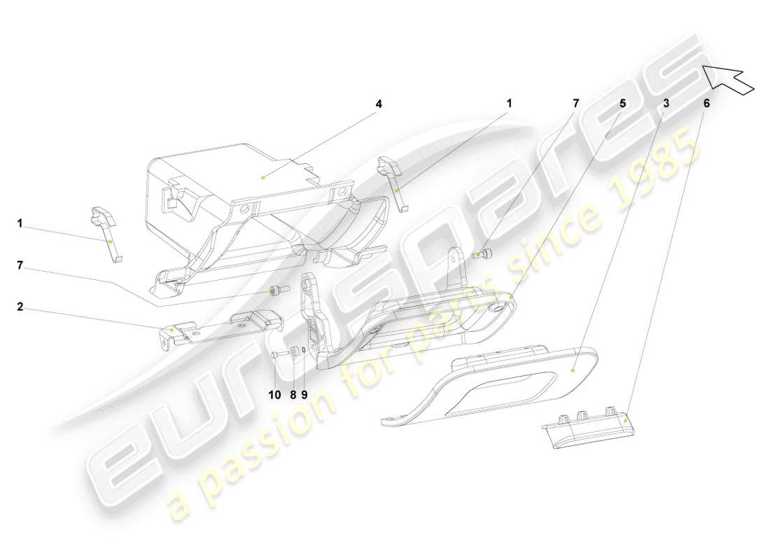 lamborghini gallardo coupe (2004) handschuhfach ersatzteildiagramm