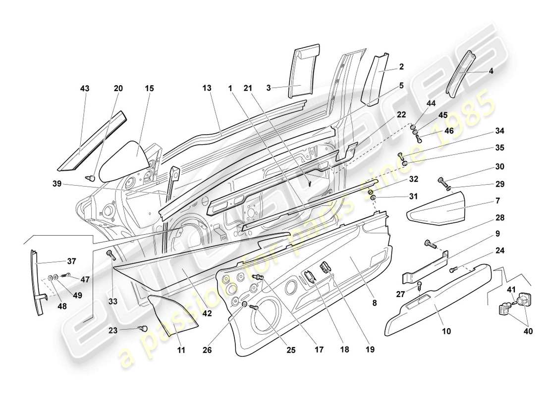 lamborghini lp640 roadster (2009) window guide teilediagramm
