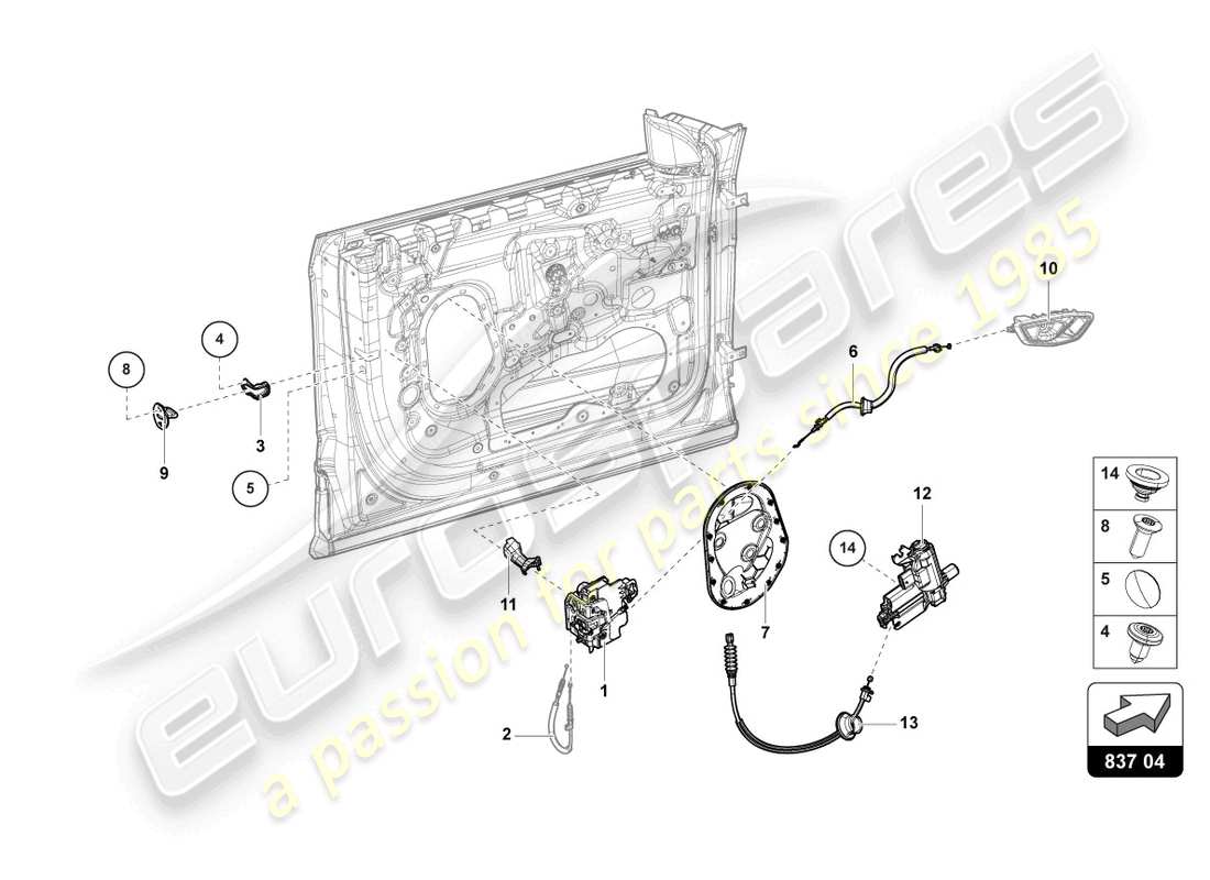 lamborghini urus s (2023) türschloss vorne teilediagramm