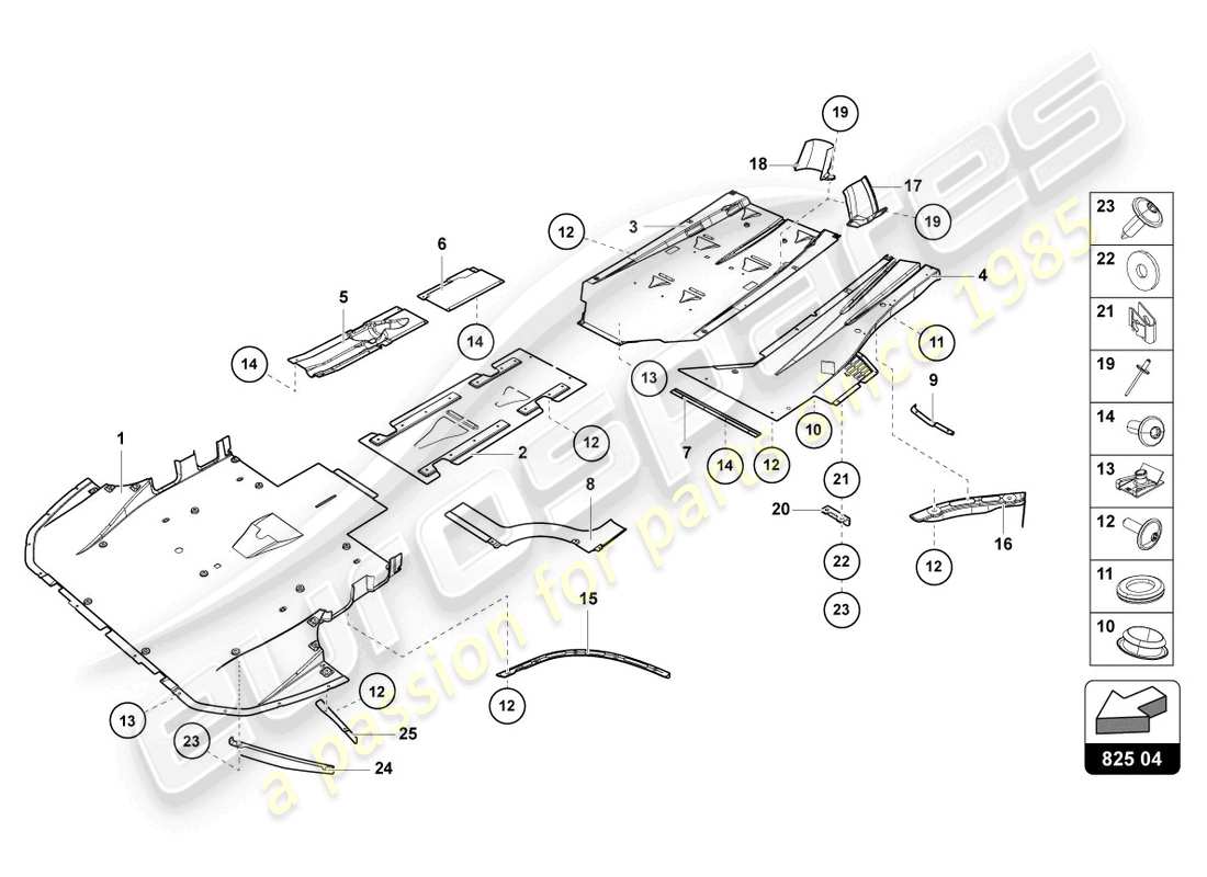 lamborghini sian roadster (2021) verzierung für rahmenunterteil ersatzteildiagramm