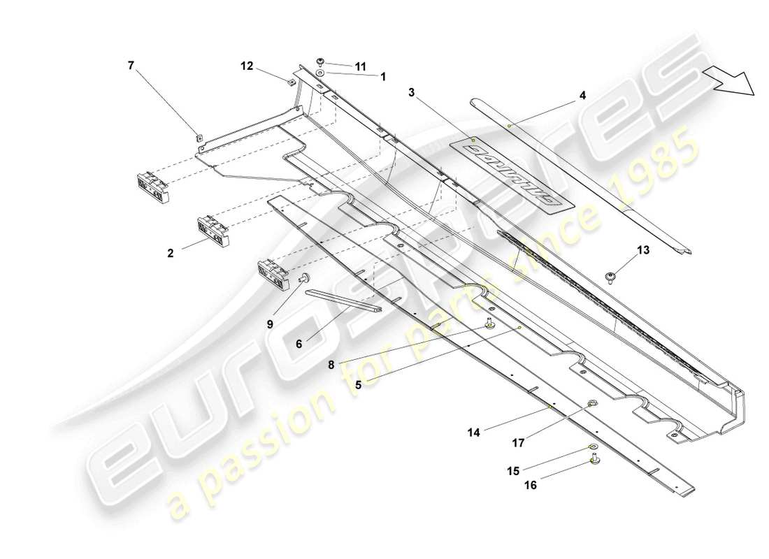 lamborghini lp570-4 spyder performante (2013) seitenträgerverkleidung teilediagramm
