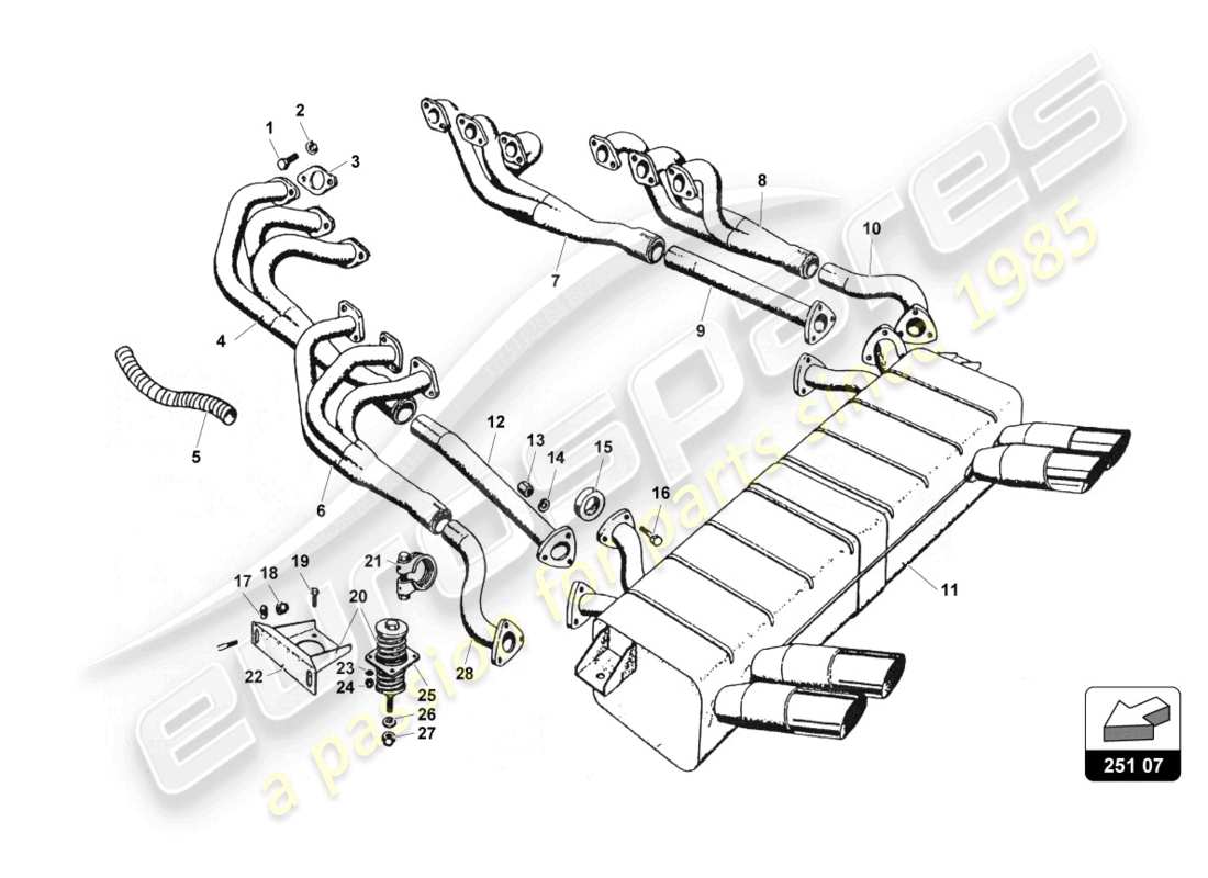lamborghini countach 25th anniversary (1989) auspuffanlage teilediagramm
