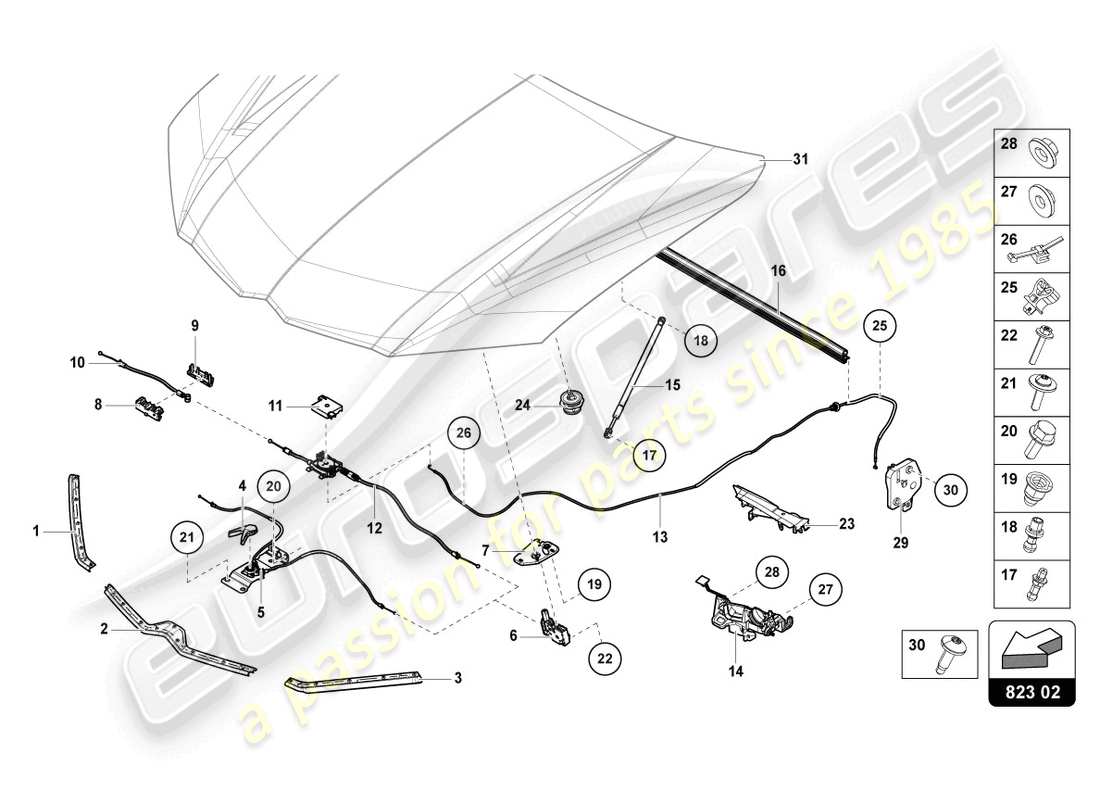 lamborghini urus s (2023) dichtung für motorabdeckung ersatzteildiagramm