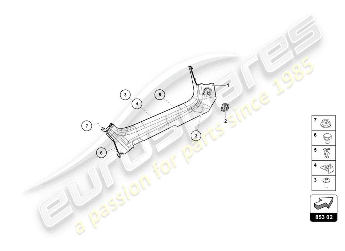 lamborghini evo coupe (2022) seitenträger teilediagramm