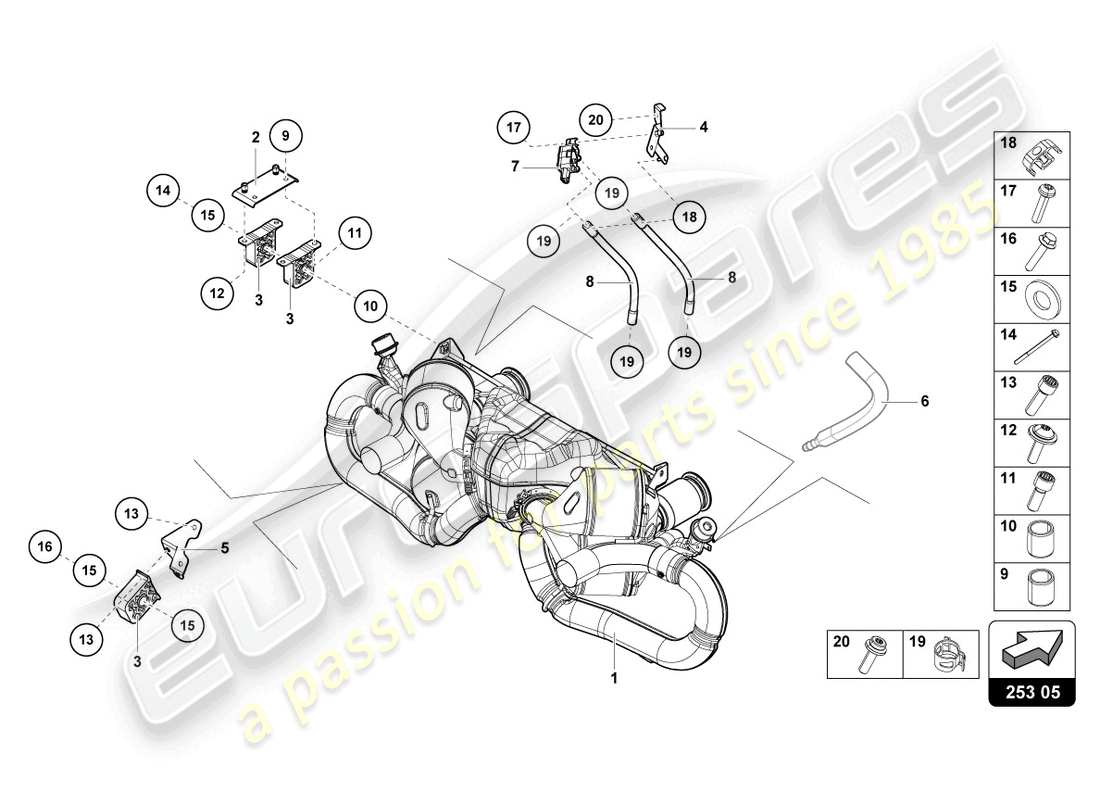 lamborghini evo coupe (2022) silencer-ersatzteildiagramm