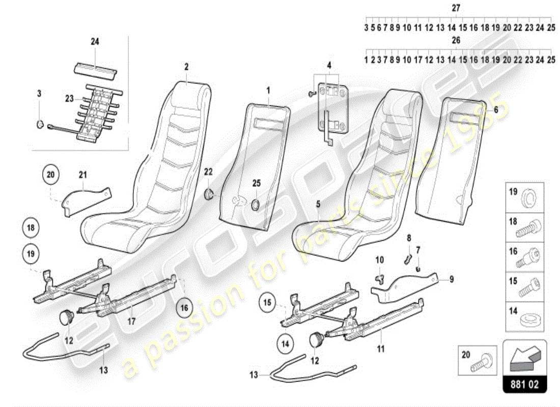 lamborghini diablo vt (1999) seat-ersatzteildiagramm