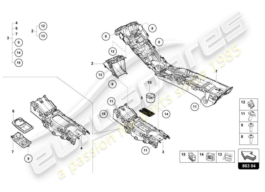 lamborghini tecnica (2023) tunnel teilediagramm