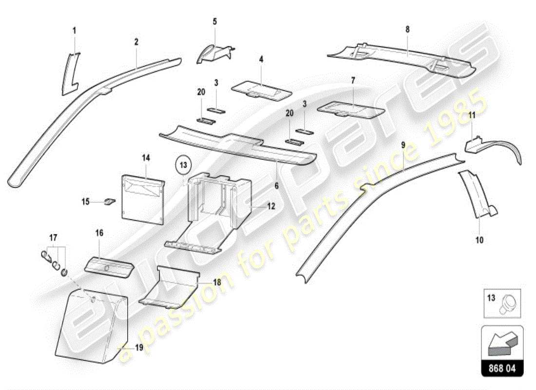 lamborghini diablo vt (1999) innendekor teilediagramm