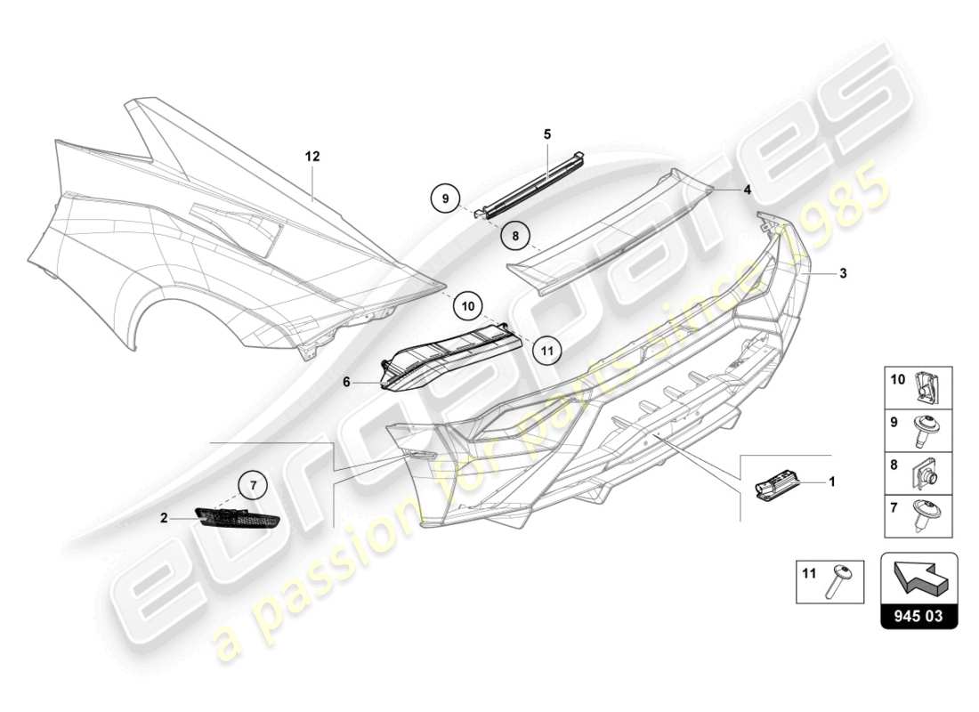 lamborghini 2024 (sto) rücklicht ersatzteildiagramm