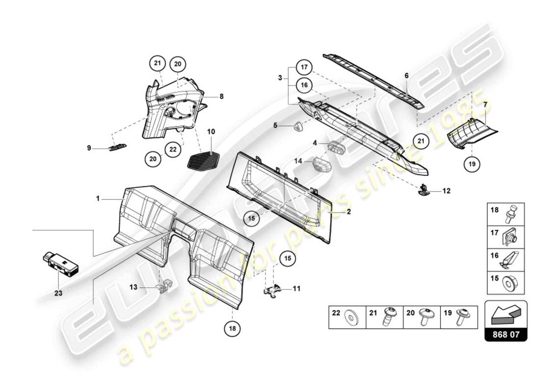 lamborghini tecnica (2023) innenausstattung teilediagramm