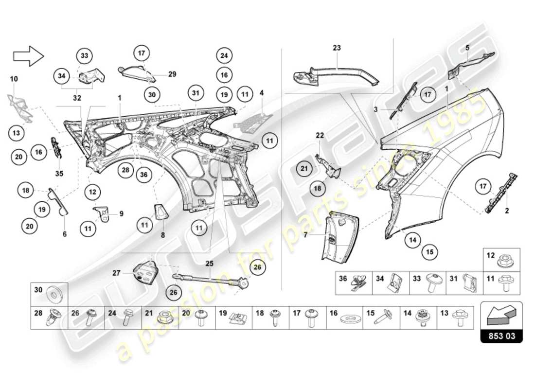 lamborghini sterrato (2024) wing-teilediagramm