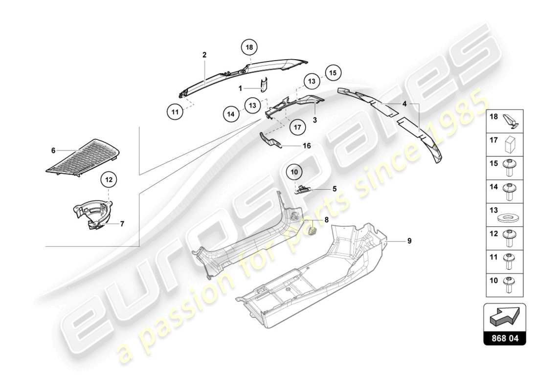 lamborghini sto (2024) säulenverkleidung innen ersatzteildiagramm
