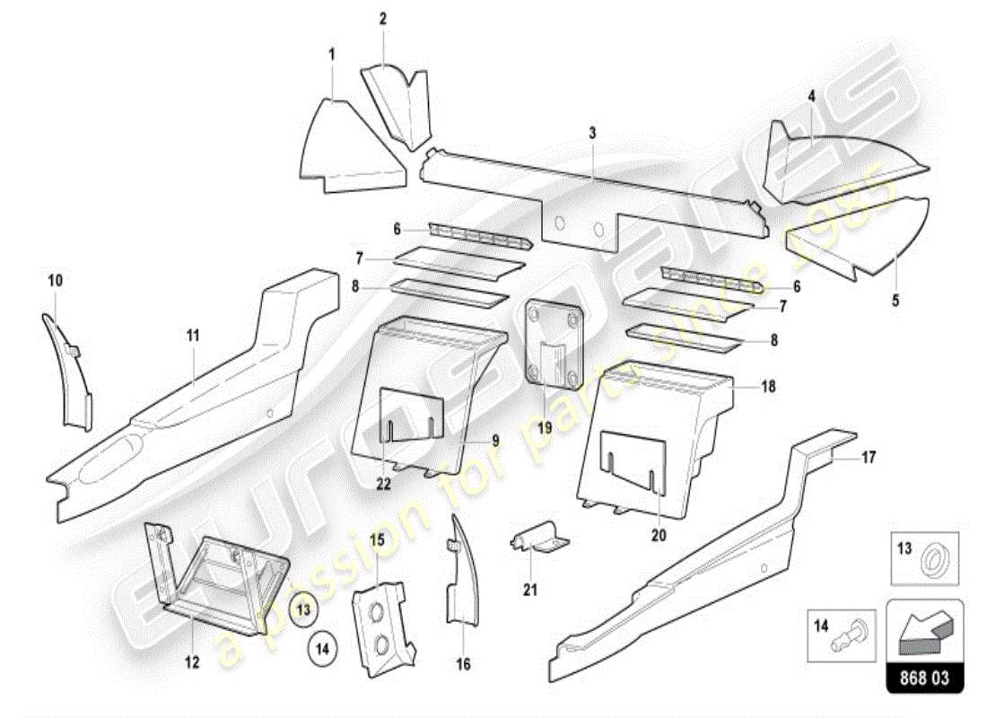 lamborghini diablo vt (1995) innendekor teilediagramm