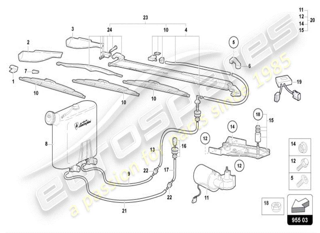 lamborghini diablo vt (1999) scheibenwischer - zweilamellensystem ersatzteildiagramm