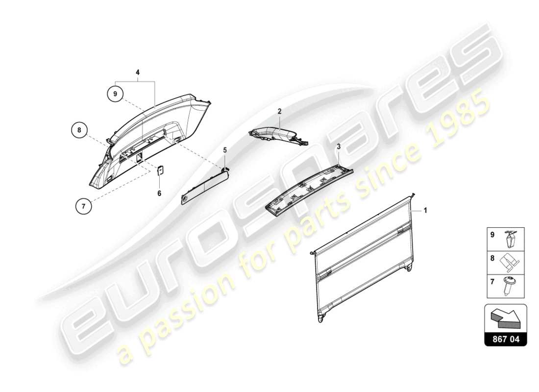 lamborghini urus s (2024) heckklappe verkleidung teilediagramm