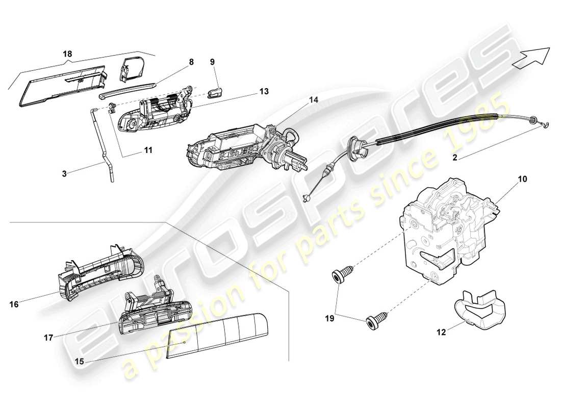 lamborghini lp570-4 sl (2010) türschloss teilediagramm
