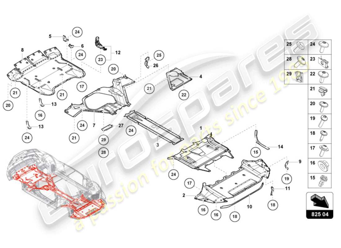 lamborghini evo spyder (2024) verzierung für rahmenunterteil ersatzteildiagramm