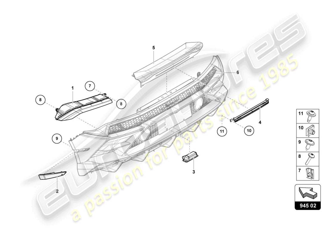 lamborghini sterrato (2024) rücklicht ersatzteildiagramm