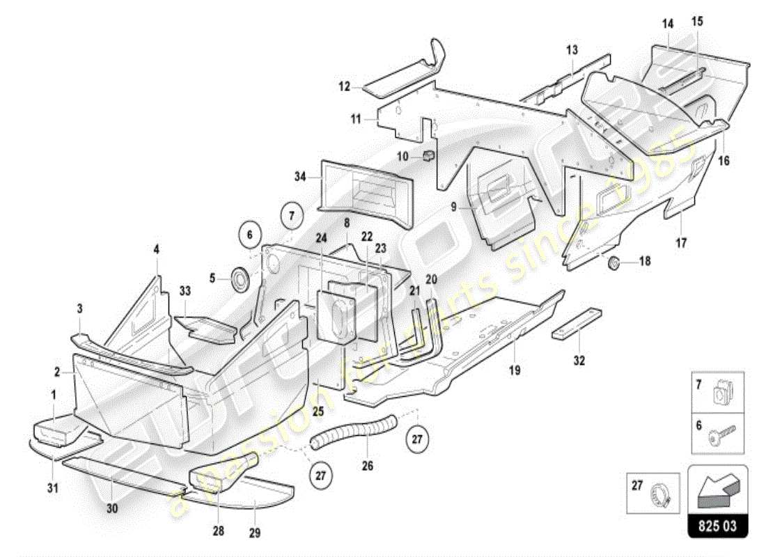 lamborghini diablo vt (1995) verzierung für rahmenunterteil ersatzteildiagramm