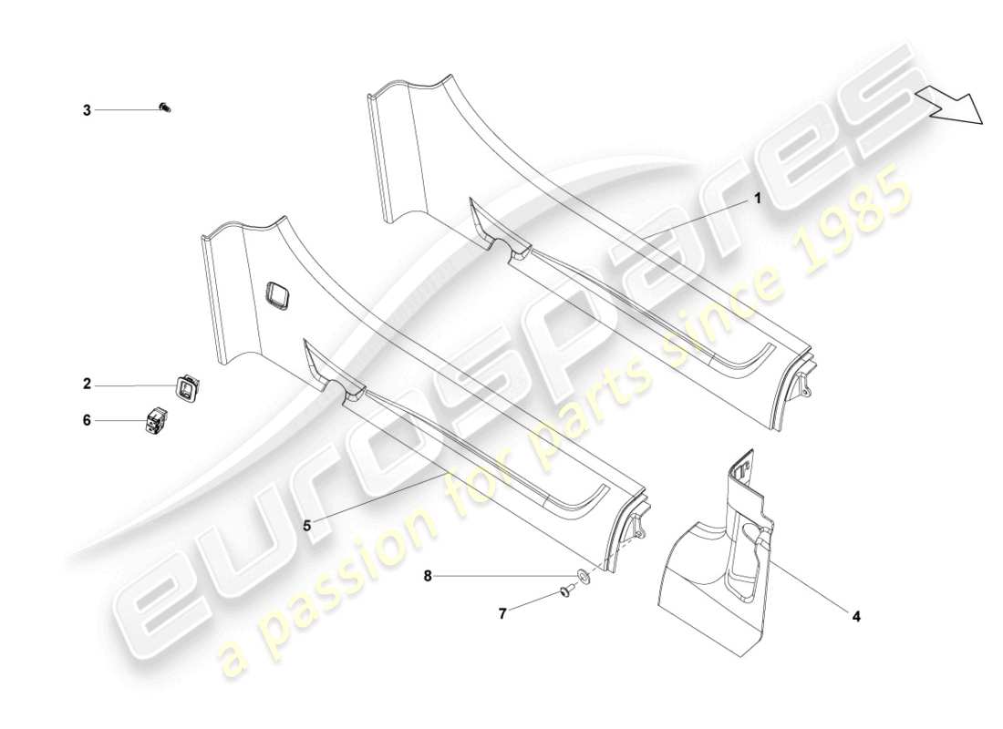 lamborghini lp560-4 spider (2009) schwellerzierleiste ersatzteildiagramm