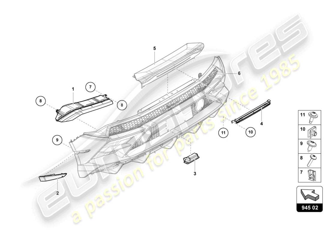 lamborghini 2023 (evo coupe 2wd) rücklicht ersatzteildiagramm