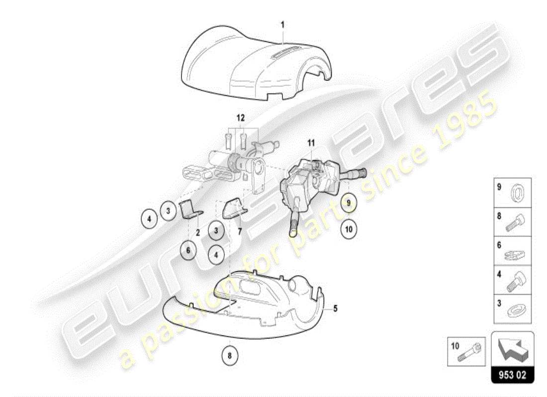 lamborghini diablo vt (1999) zahnstangenlenkung - ersatzteildiagramm