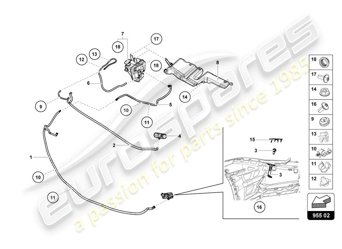 lamborghini evo spyder (2021) scheibe teilediagramm