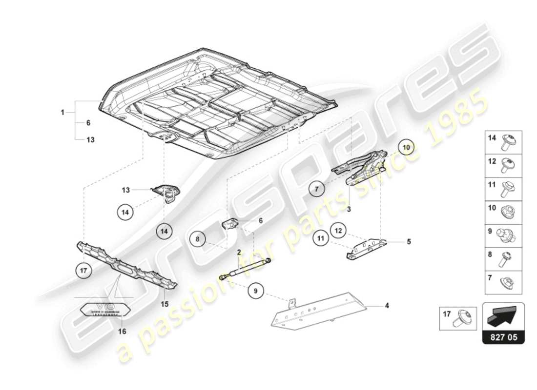 lamborghini evo spyder (2024) hintere klappe - teilediagramm