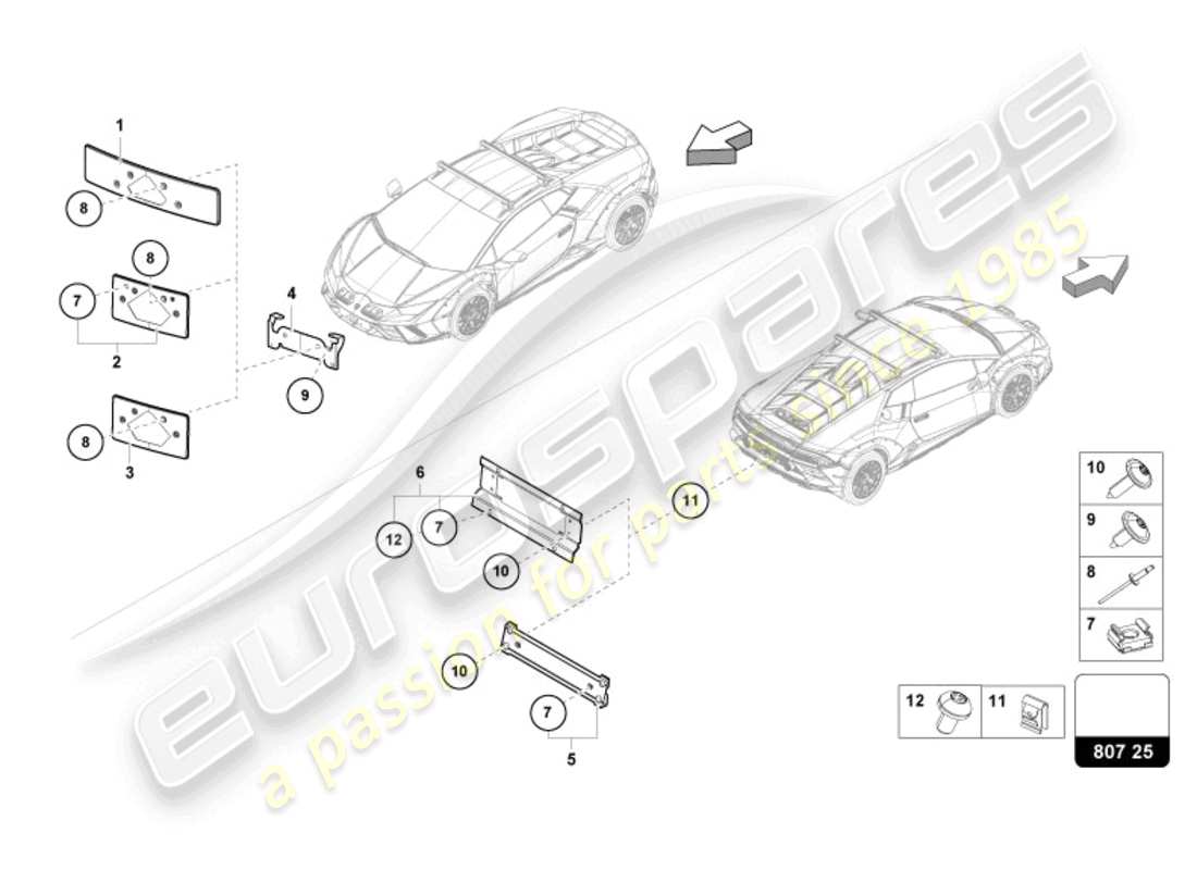 lamborghini sterrato (2024) kennzeichenhalter ersatzteildiagramm