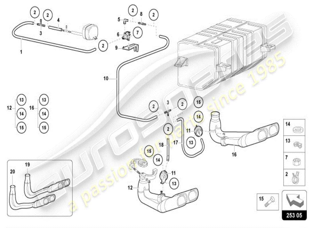 lamborghini diablo vt (1999) schalldämpfer mit katalysator ersatzteildiagramm