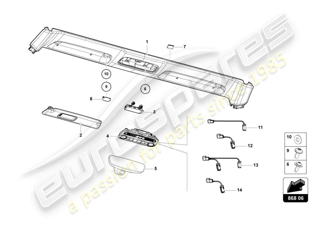 lamborghini evo spyder 2wd (2023) frontplatte verkleidung teilediagramm
