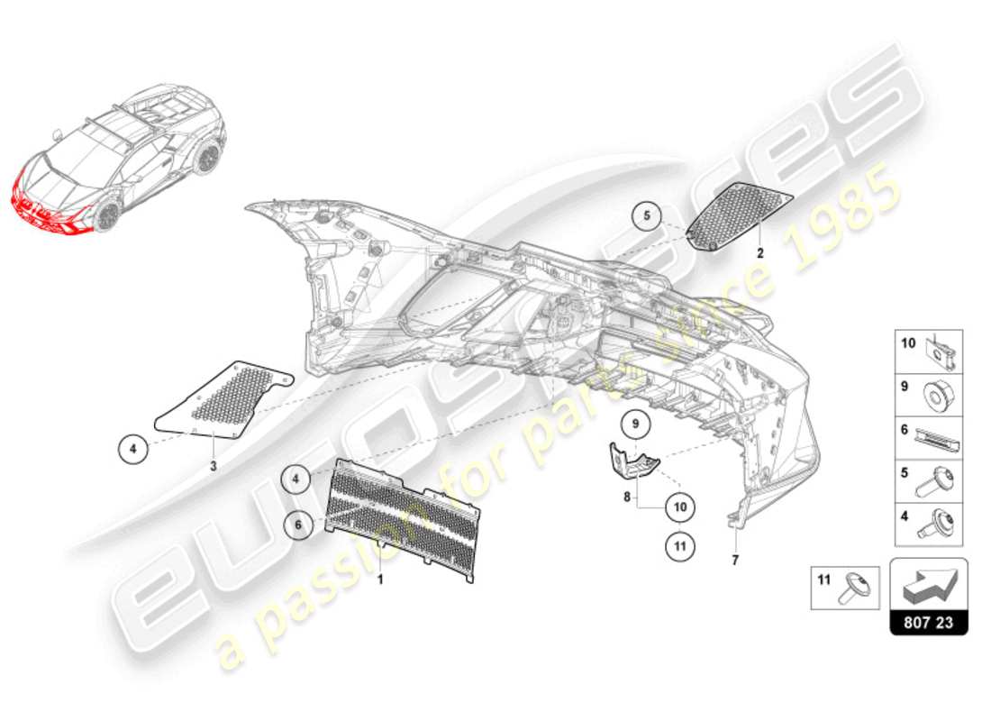 lamborghini sterrato (2024) stoßstange vorne, ersatzteildiagramm
