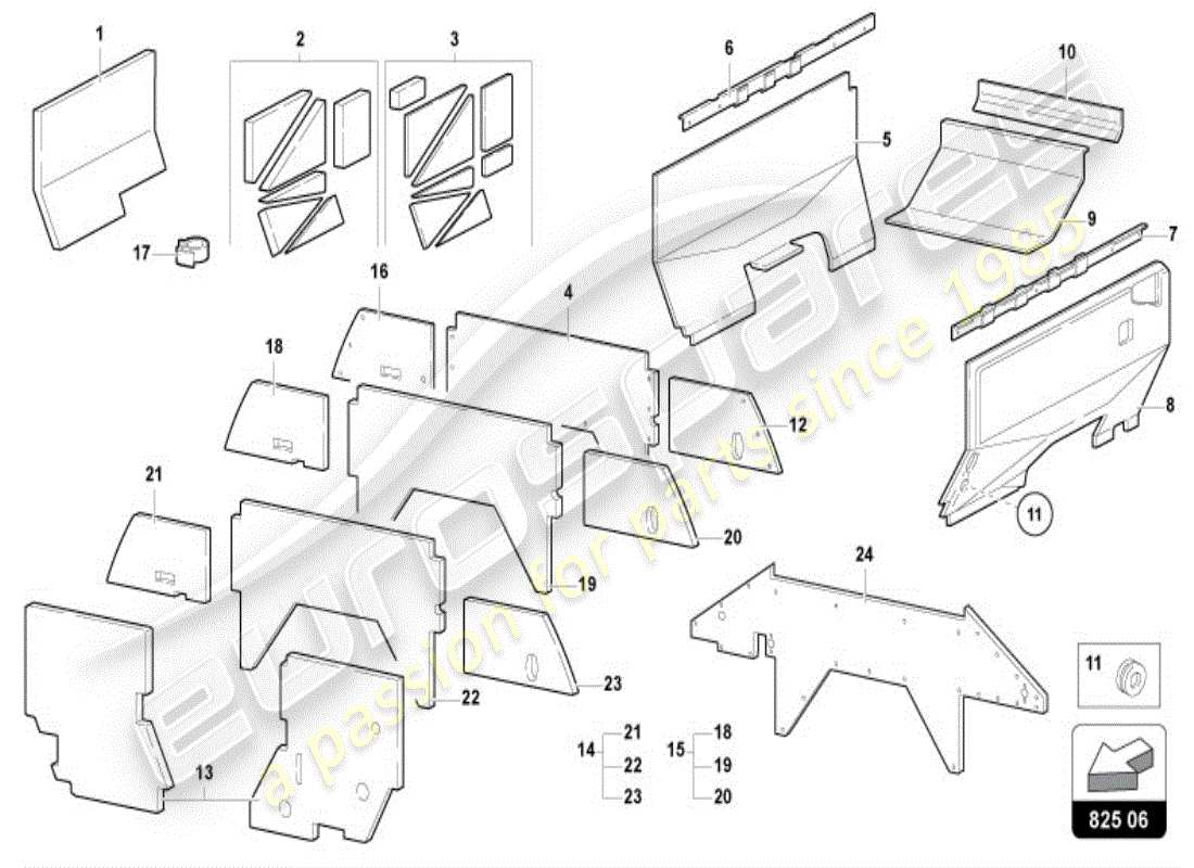 lamborghini diablo vt (1999) motorisolierung teilediagramm