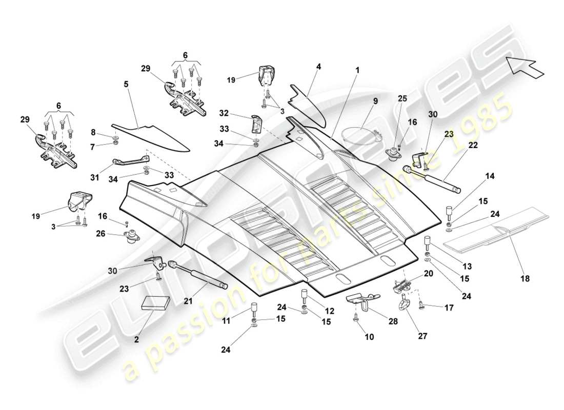 lamborghini lp560-4 spider (2011) hintere klappe - teilediagramm
