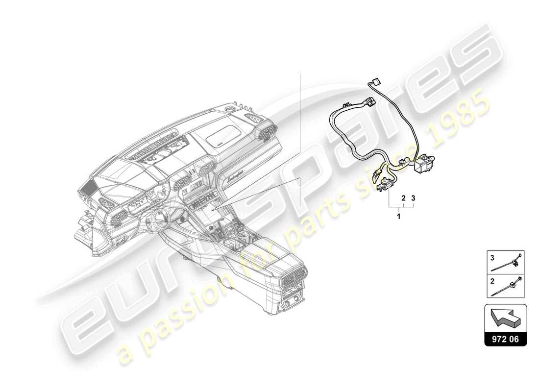 lamborghini urus s (2024) kabelbaum für mittelkonsole ersatzteildiagramm