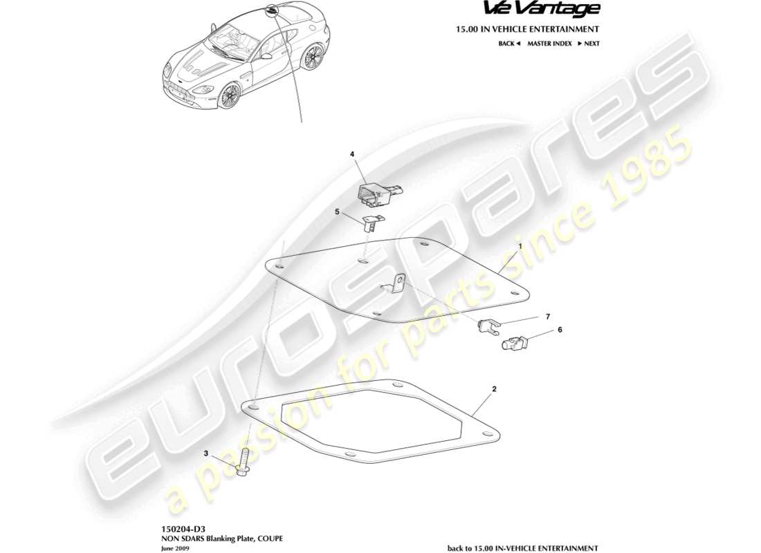 aston martin v12 vantage (2011) nicht-sdars-abdeckplatte, coupé-teilediagramm