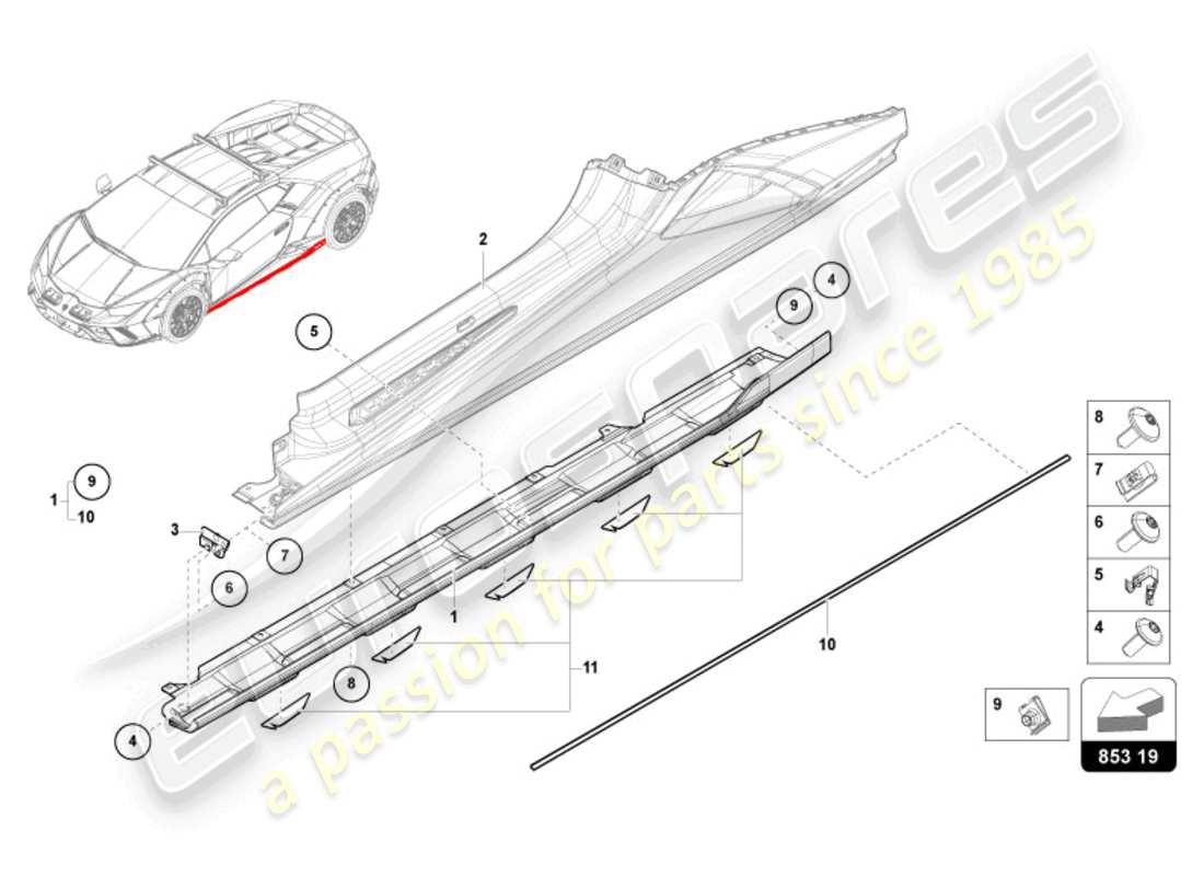 lamborghini sterrato (2024) zusätzliche verstärkung teilediagramm