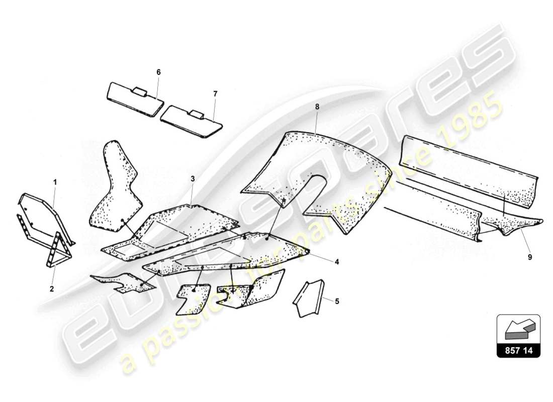 lamborghini countach 25th anniversary (1989) innenteppiche ersatzteildiagramm