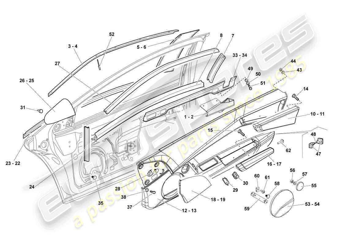 lamborghini lp670-4 sv (2010) window guide teilediagramm